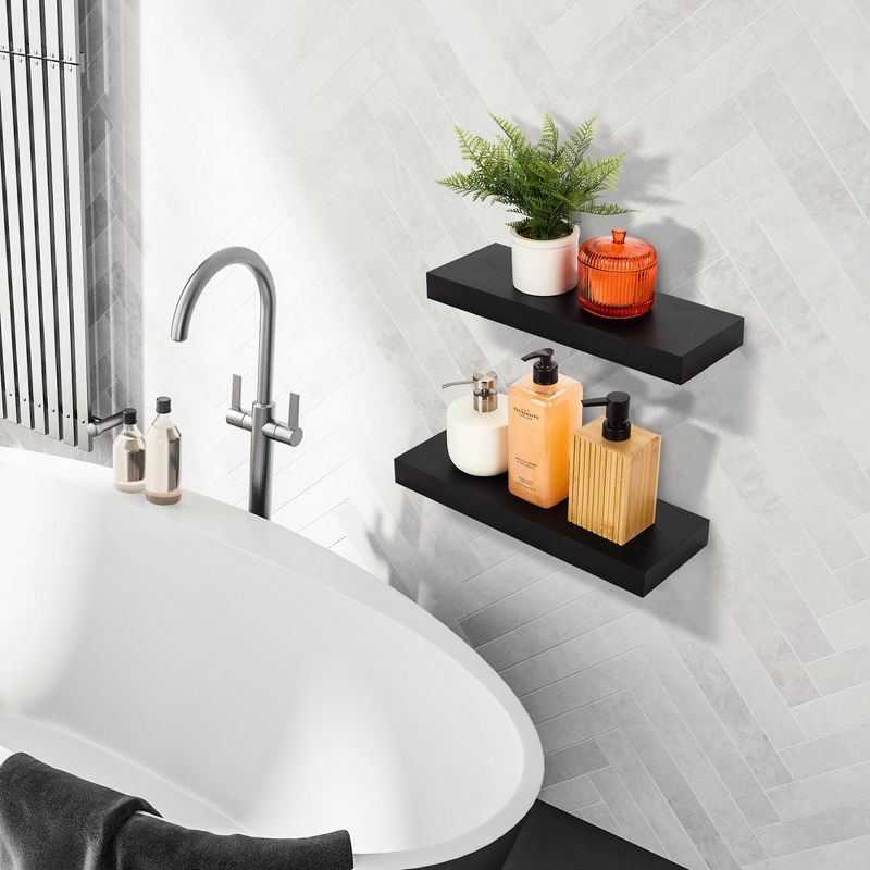 3 Pack 16 Inch Sorbus Rustic Floating Shelves - for Bedroom, Kitchen, Living Room, Office - Floating Shelf for Trophies, Books, Frames, etc