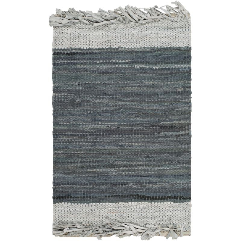 Vintage Leather VTL310 Hand Woven Indoor Accent Rug - Light Grey/Dark Grey - 2'3"x4' - Safavieh