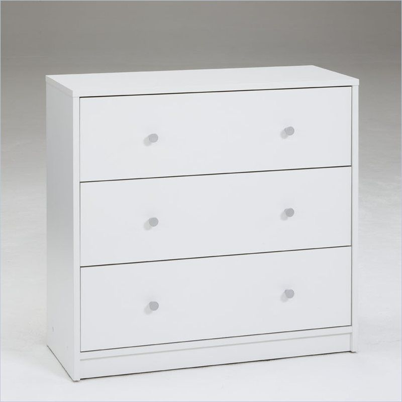 Wood Portland 3 Drawer Chest in White-Tvilum