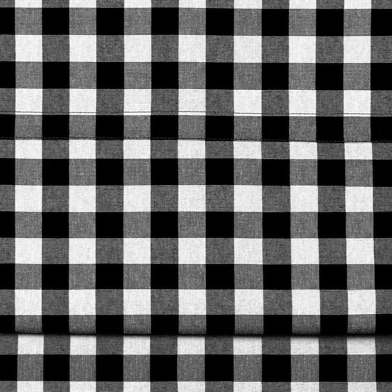 Kate Aurora Country Farmhouse Buffalo Check Plaid Gingham Single Window Curtain - 42 in. W x 63 in. L, Black