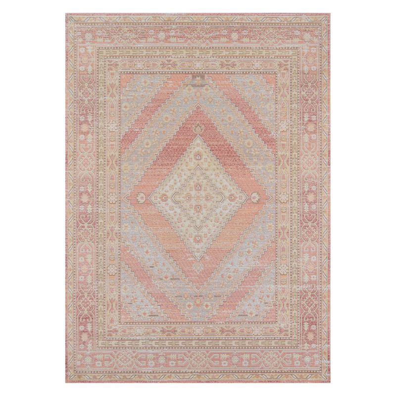 Momeni 5'3"x7'3" Shapes Geometric Loomed Area Rug Pink: Modern Indoor Low Pile Polyester Rectangle Rug