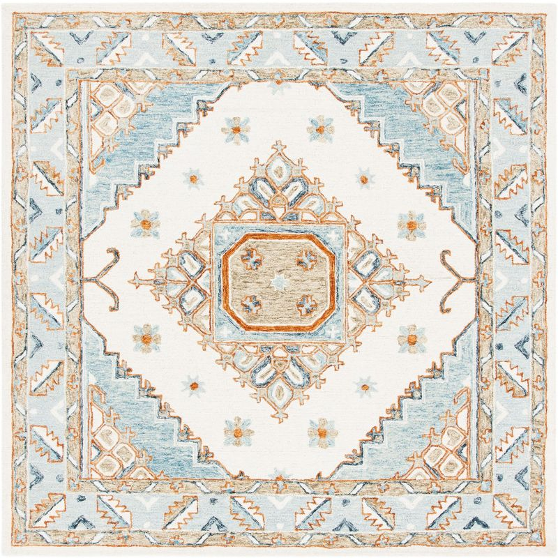 Capri CPR209 Hand Tufted Area Rug - Ivory/Rust - 7'x7' - Safavieh.
