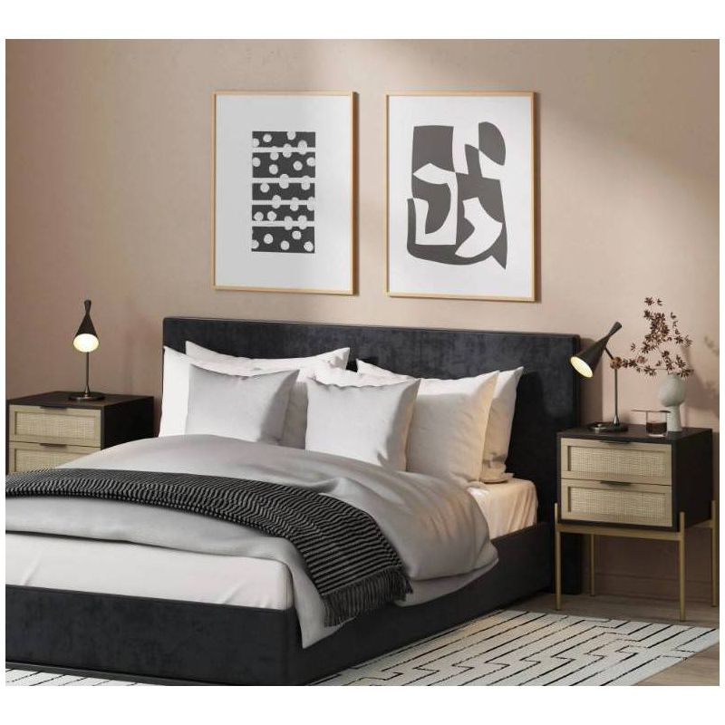 Nathan James Set of 2 Andrew Rattan Nightstand Black/Light Oak