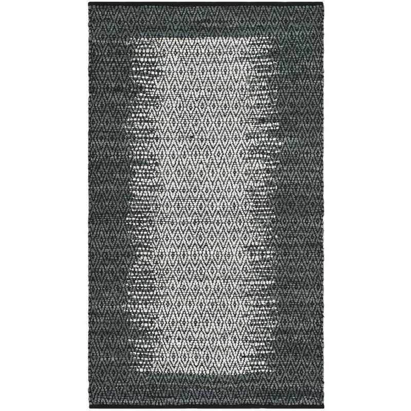 Vintage Leather VTL387 Hand Woven Indoor Accent Rug - Light Grey/Charcoal - 3'x5' - Safavieh.