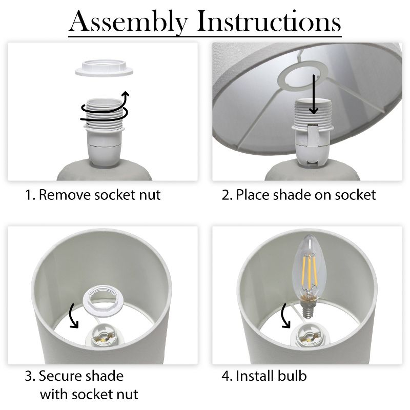 11.02" Mini Modern Ceramic Pastel Accent Bedside Table Desk Lamp: ETL Listed, No Assembly - Simple Designs