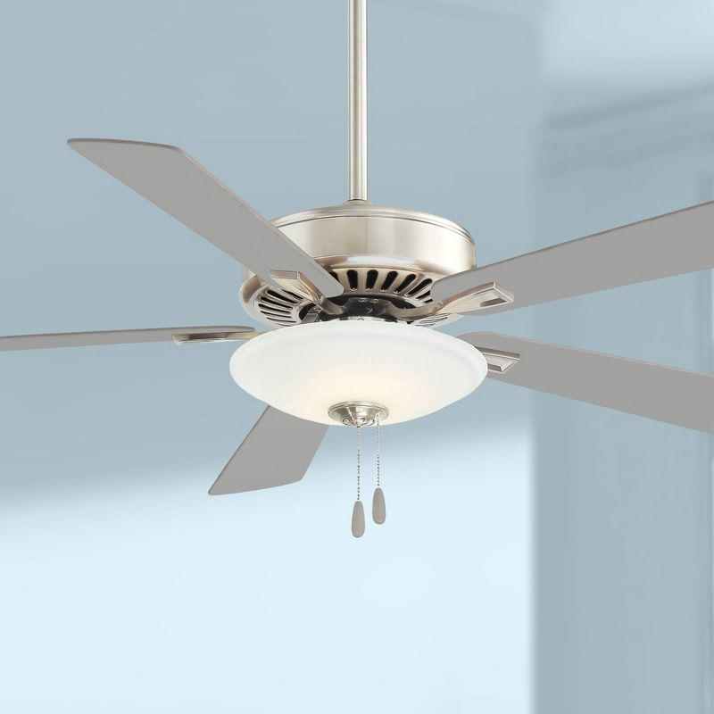 52" Minka Aire Modern Indoor Ceiling Fan with LED Light Polished Nickel White Glass Shade for Living Room Kitchen Bedroom Family