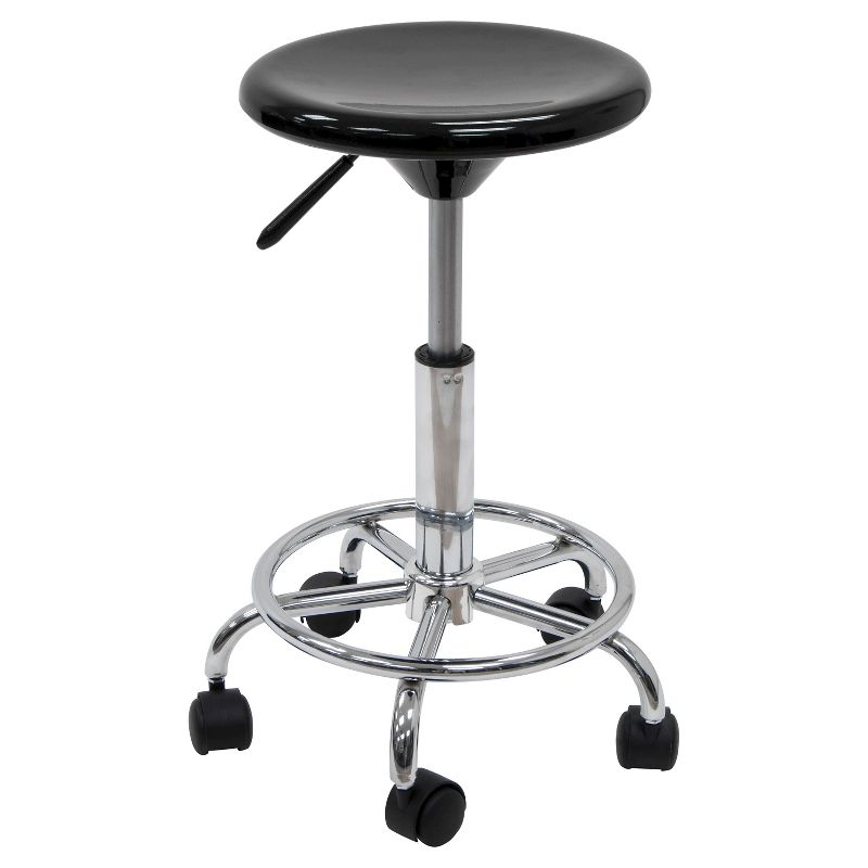 Inbox Zero Cowgill Adjustable Height Industrial Stool with Footring Wheels