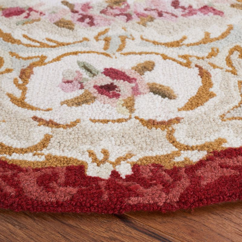 Chelsea HK73 Handmade Area Rug - 3' Round - Ivory/Burgundy - Safavieh