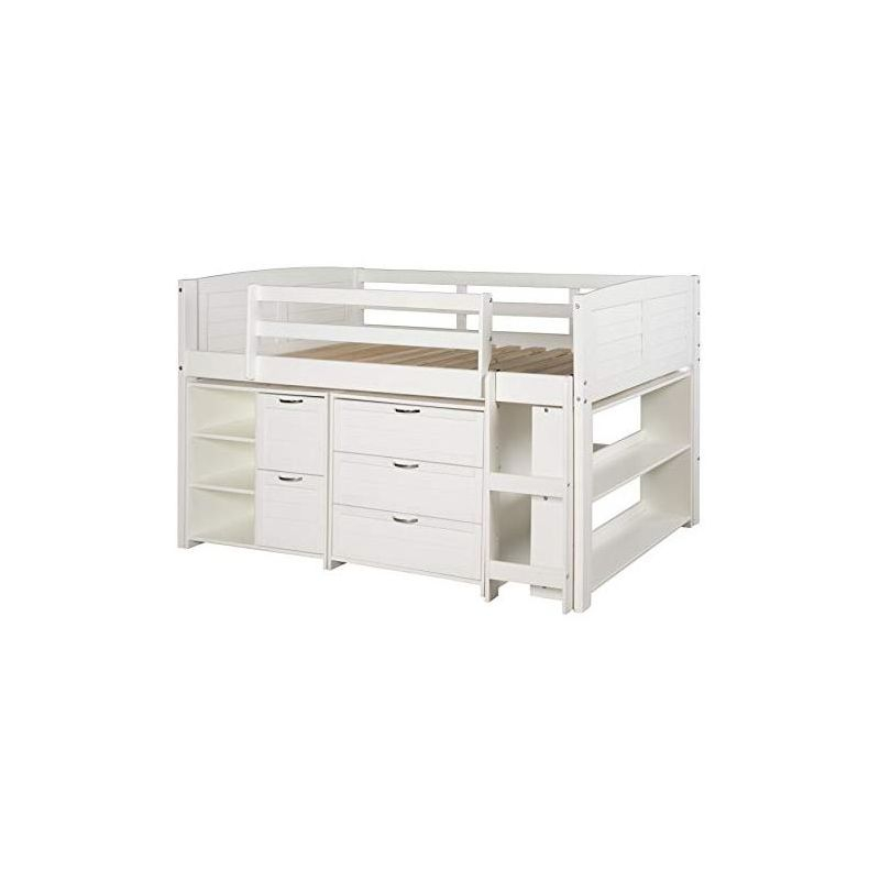 Donco Kids Louver Panel Modular Low Loft Bed in White Finish - Combo Set A