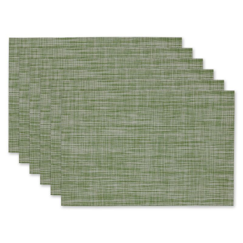 DII PVC Tweed Placemat Set 6 Piece, Fig Green, 13x17.25"