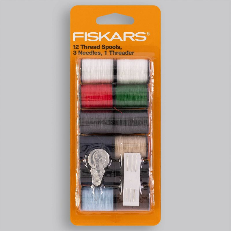 Fiskars 16pc Hand Sewing Kit: 12 Polyester Threads, 3 Needles, 1 Threader