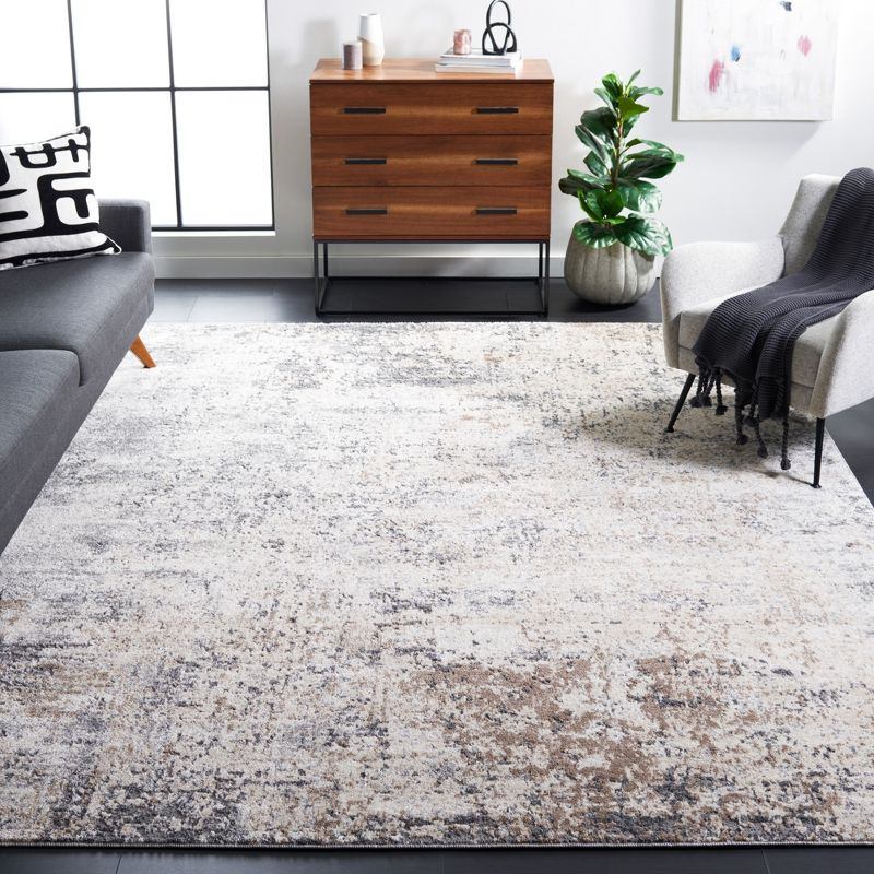Aston ASN705 Power Loomed Indoor Area Rug - Ivory/Grey - 6'7"x6'7" - Safavieh