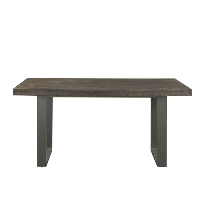 Picket House Furnishings Sullivan Dining Table Dark Ash: Modern Lacquered Rubberwood, Seats 6, Double Pedestal