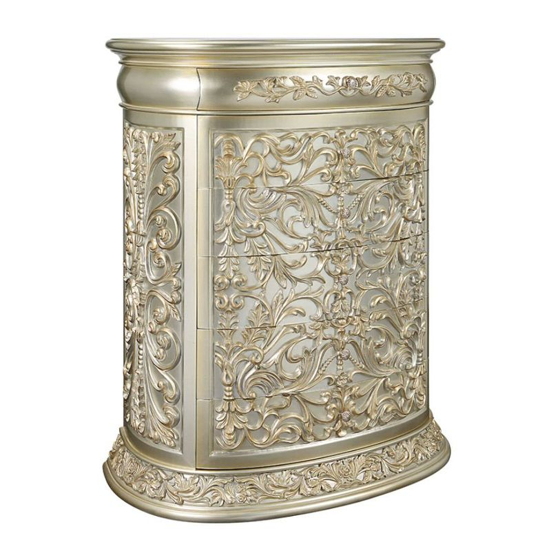 47" Sorina Decorative Storage Drawer Antique Gold Finish - Acme Furniture: 5-Drawer Bedroom Chest, No Assembly Required