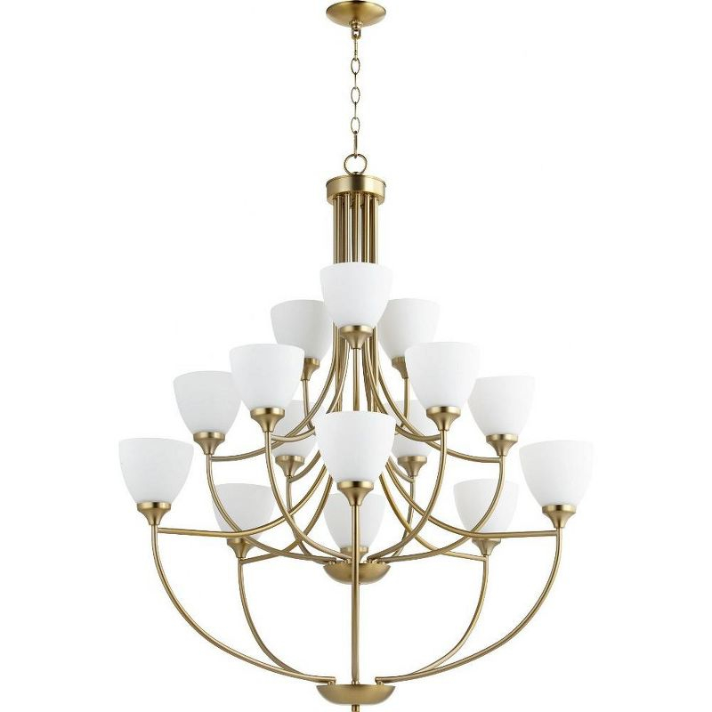 Quorum Lighting Enclave 15-Light Chandelier, Aged Brass, 38.5 Width, 44 Height