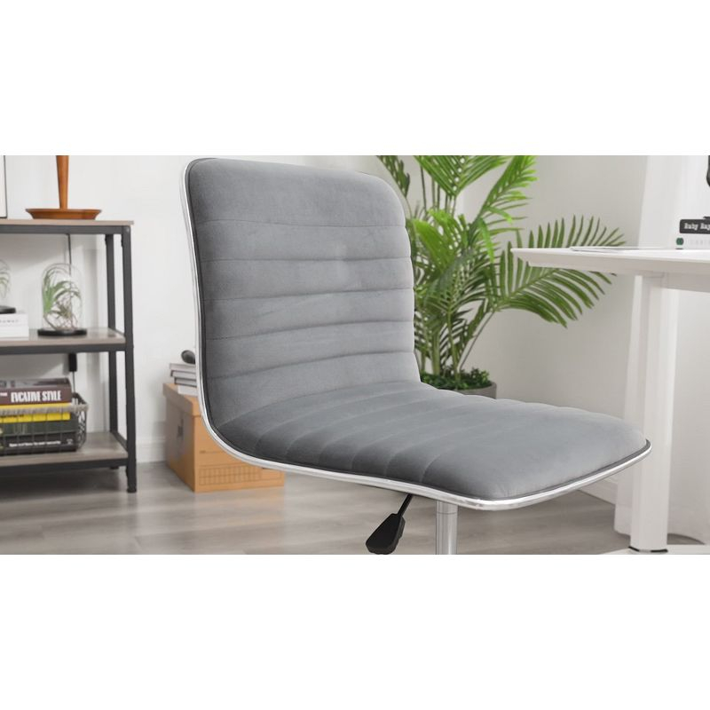 Yaheetech Velvet Low Back Armless Desk Chair Office Chair with Wheels, Blue