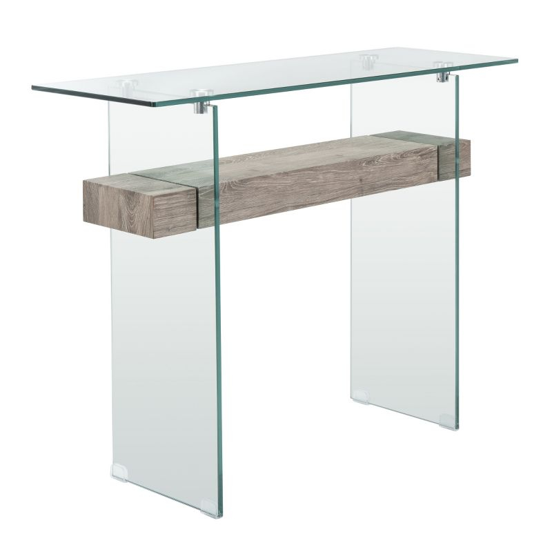Kayley Console Table - Glass/Grey Oak - Safavieh