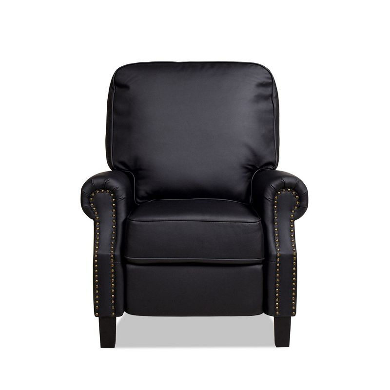 Charlie Design Auden 34" Manual Recliner Accent Chair, Ink Black Bonded Leather