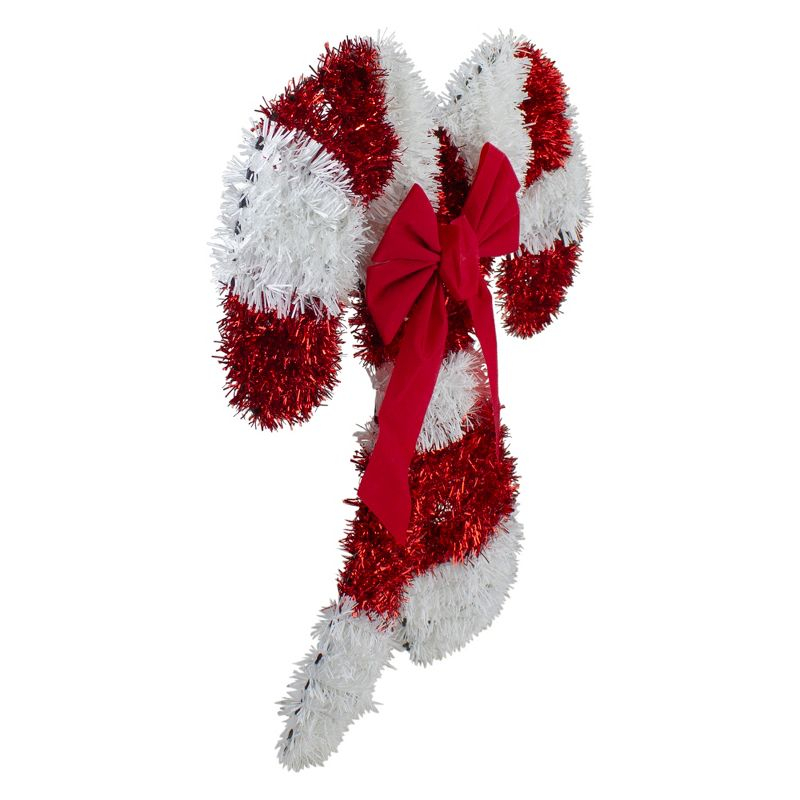 Northlight Tinsel Candy Cane Christmas Window Decoration - 19" - Red and White - Unlit