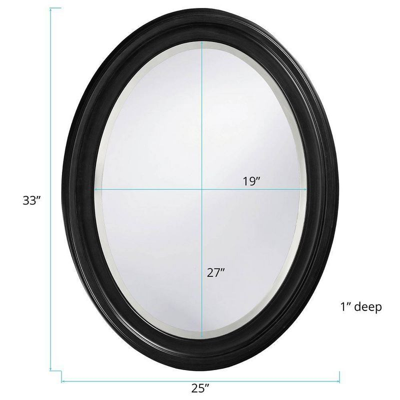Oval George Decorative Wall Mirror Black - Howard Elliott: Wood Frame, Beveled, Ready to Hang