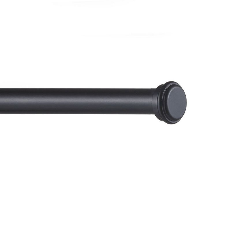 EXCLUSIVE HOME Topper 1" Curtain Rod and Coordinating Finial Set, Matte Black, Adjustable 66"-120"