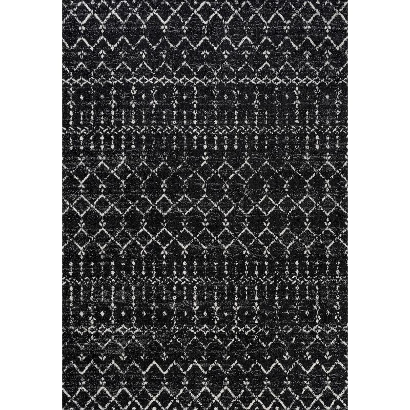 JONATHAN Y Moroccan HYPE Boho Vintage Diamond Black/Ivory 3 ft. x 5 ft. Area Rug
