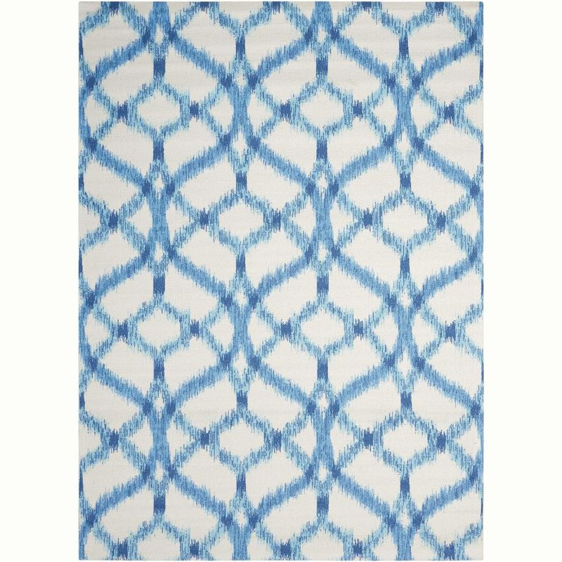 Waverly Sun & Shade "Izmir Ikat" Aegean Indoor/Outdoor Area Rug by Nourison SND05 4'3" x 6'3"
