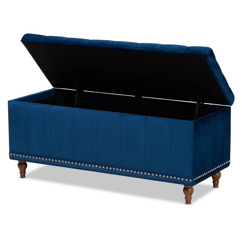 Kaylee Velvet Upholstered Button Tufted Storage Ottoman Bench: Elegant Bedroom & Living Room Decor - Baxton Studio
