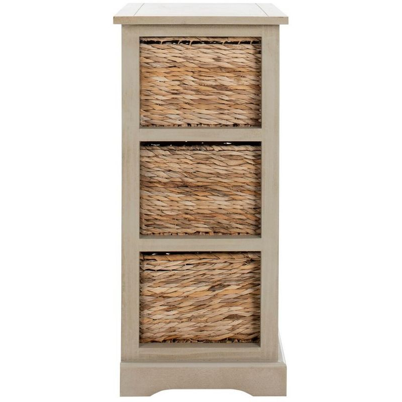 Halle 3 Wicker Basket Storage Side Table - Vintage Grey - Safavieh.