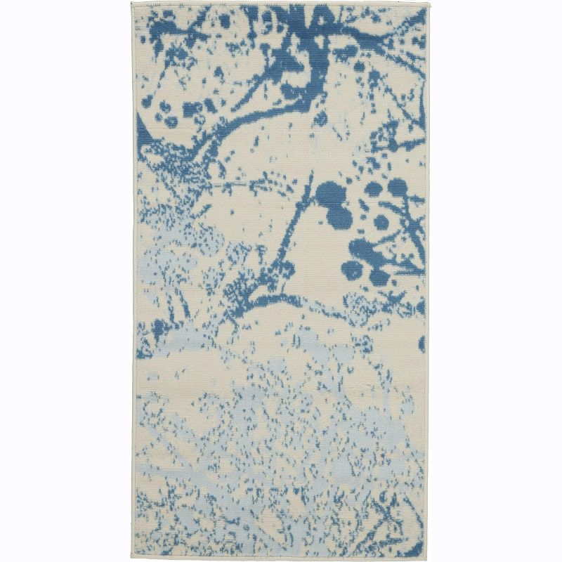 Nourison Jubilant 2' x 4' Ivory/Blue Area Rug Contemporary Artistic Abstract by Nourison