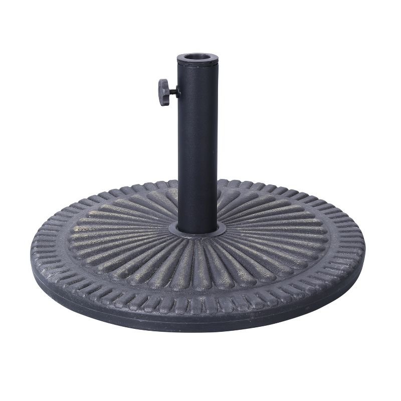 Flash Furniture Kona Universal Bronze Cement Patio Umbrella Base with Sunburst Patterned Weatherproof Plastic Polymer Coating - 19.25" Diameter
