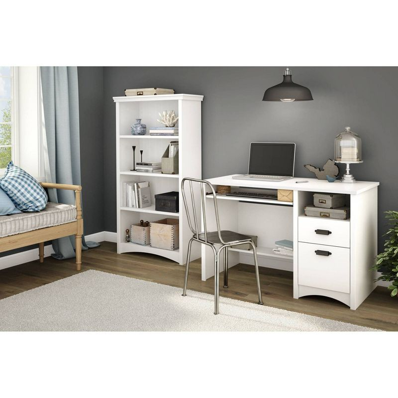 Gascony Wood Computer Desk with Drawers Pure White - South Shore