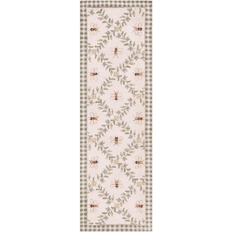 Chelsea HK55 Hand Hooked Runner Rug - Ivory/Green - 2'6"x12' - Safavieh.