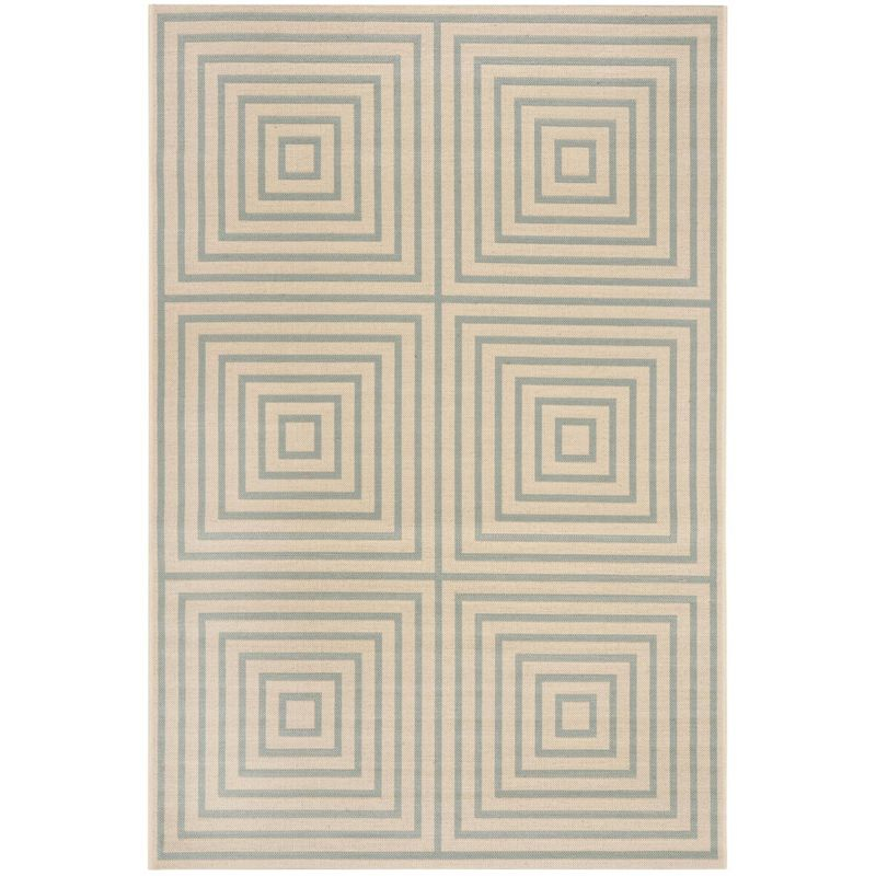 Beach House BHS123 Power Loomed Indoor/Outdoor Area Rug - Cream/Aqua - 4'x6' - Safavieh