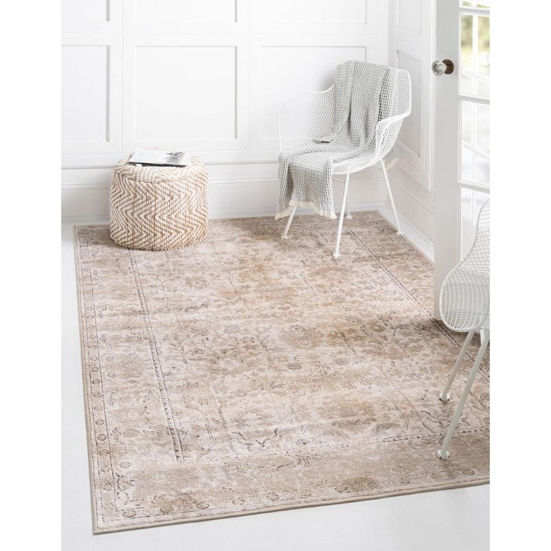 Unique Loom Portland Collection Area Rug - Central (7' 1" x 10' Rectangle Ivory/Gray)