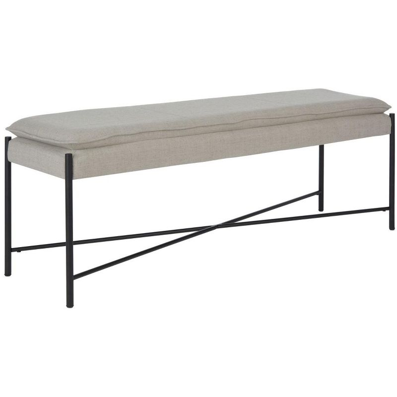 Kara Cushioned X Bench - Light Grey Linen/Black - Safavieh