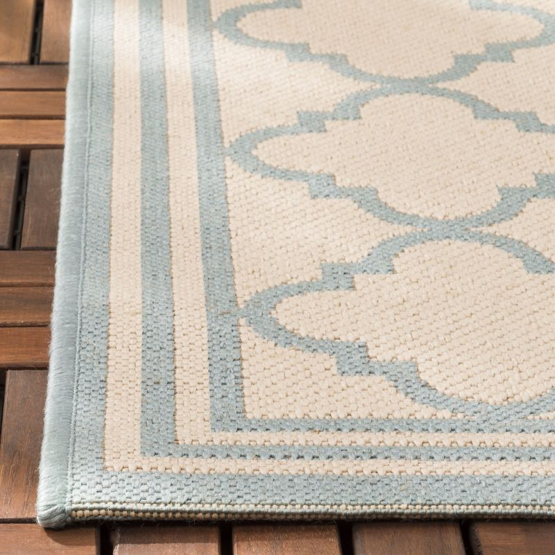 Beach House BHS121 Power Loomed Indoor/Outdoor Accent Rug - Cream/Aqua - 3'x5' - Safavieh