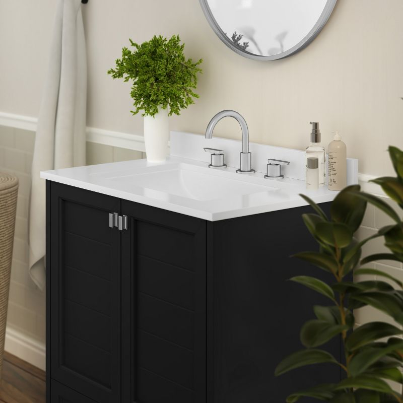 Flash Furniture 30 Inch Bathroom Vanity with Undermount Sink, Cabinet, and Drawer in Black