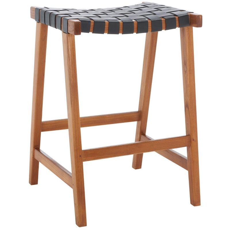 Abreu Rectangle Counter Stool - Black/Natural - Safavieh