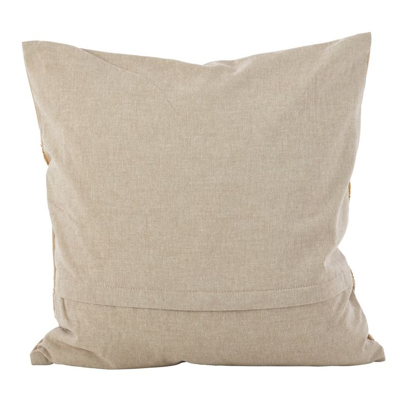 Saro Lifestyle Embroidered Floral Design Beaded Cotton Poly Filled Throw Pillow, Green, 18" x 18"