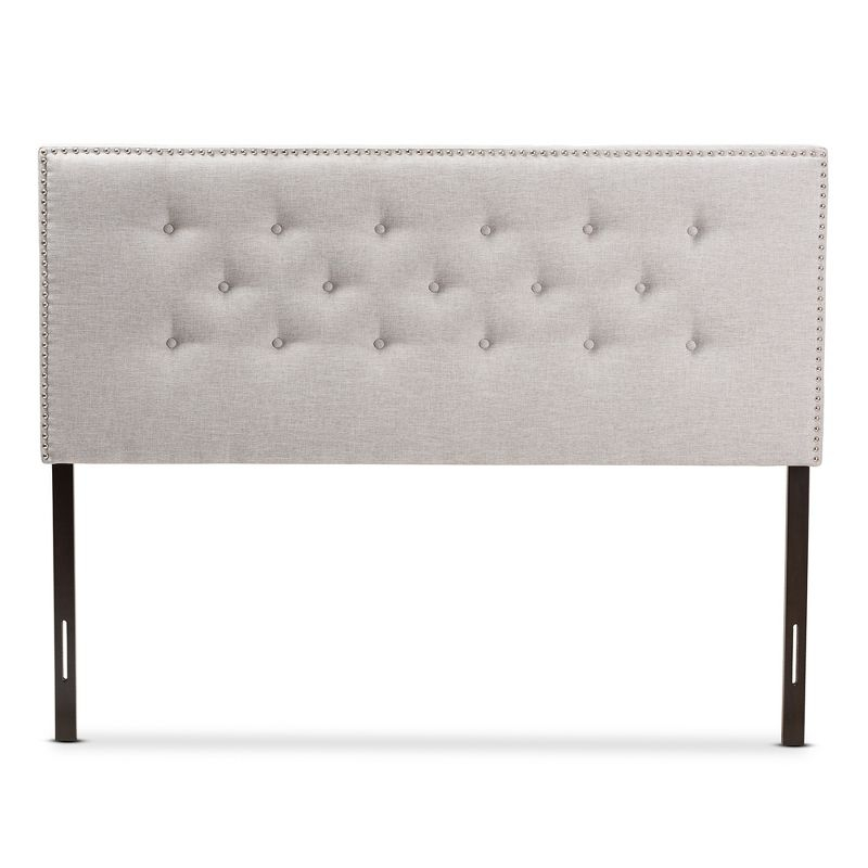 Queen Windsor Modern and Contemporary Fabric Upholstered Headboard Beige - Baxton Studio: Durable Polyester, Nailhead Trim