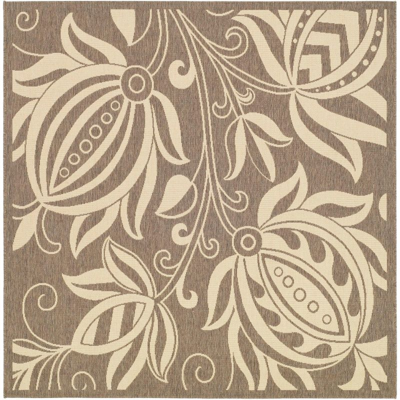 Courtyard CY2961 Power Loomed Indoor and Outdoor Area Rug - Brown/Natural - 7'10"x7'10" - Safavieh