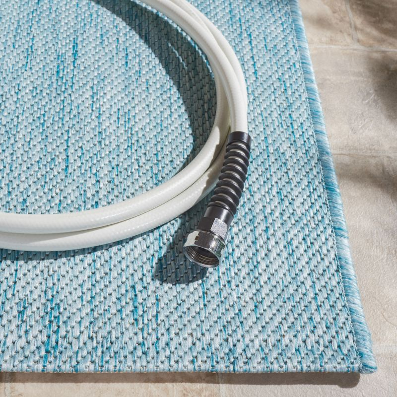 Beach House BHS218 Power Loomed Indoor/Outdoor Area Rug - Aqua - 5'3"x5'3" - Safavieh