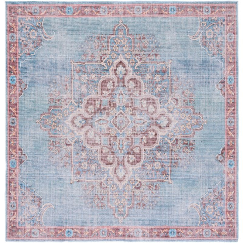 Serapi SEP580 Power Loomed Machine Washable Skid-Resistant Indoor Area Rug - Blue/Brown - 6'7"x6'7" - Safavieh