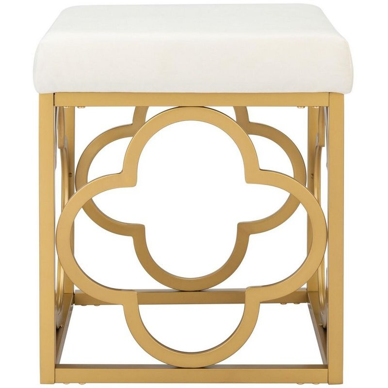 Fleur Square Ottoman - Creme/Gold - Safavieh