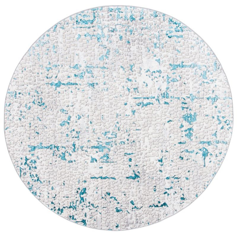 Amelia ALA254 Power Loomed Area Rug - Grey/Turquoise - 6'7" round - Safavieh.