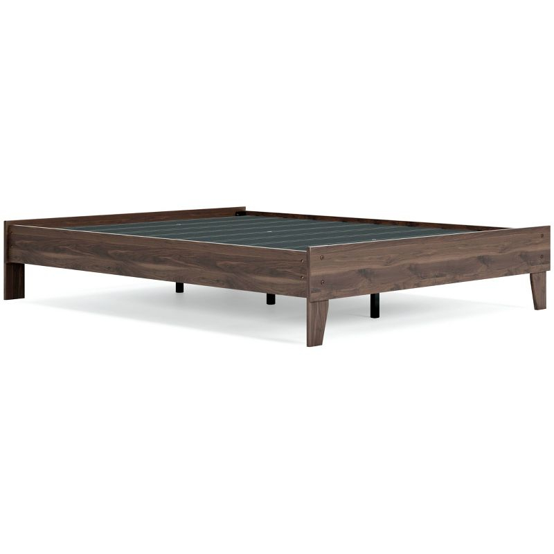 Queen Calverson Platform Bed Mocha - Signature Design by Ashley: Natural Finish, Wood Frame, No Box Spring Needed