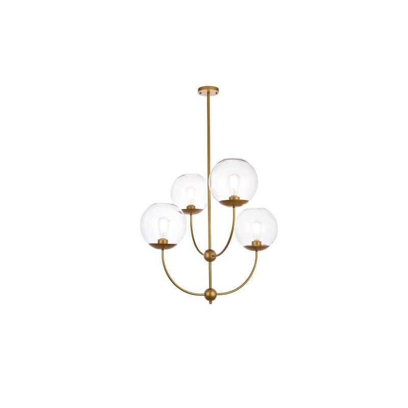 Elegant Lighting Lennon 31.5 inch pendant in brass with clear shade