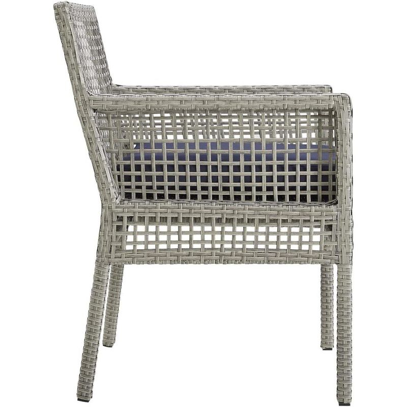 Modway Aura Outdoor Patio Wicker Rattan Dining Armchair - Gray Navy