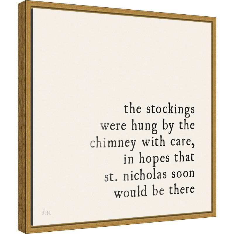 Amanti Art 16" x 16" Simple Christmas II Cream by Laura Marshall Framed Canvas Wall Art : Holiday Typography Decor, Seasonal Lithograph